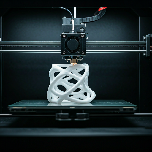 Impresora 3D creando un prototipo complejo de plástico