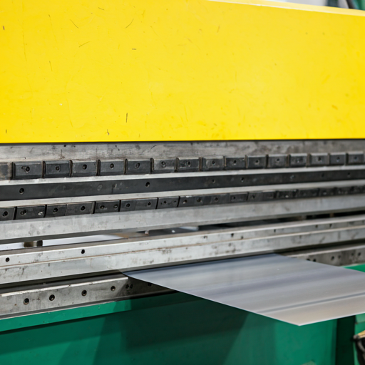 Máquina dobladora procesando una lámina de acero